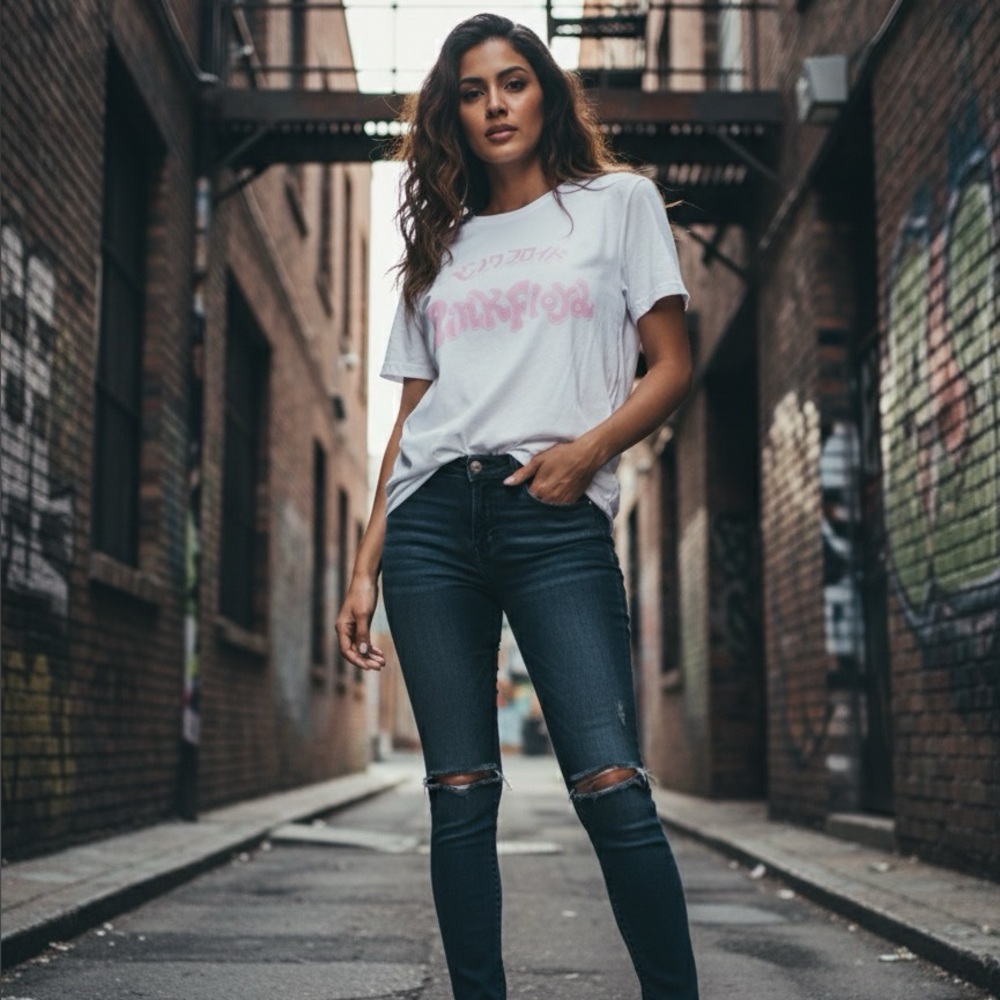 Recycled Karma Pink Floyd White Graphic Tee